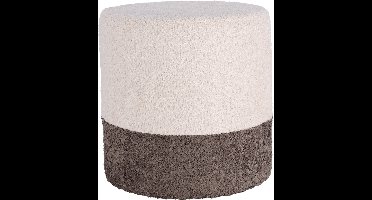 Home & Styling Bouclé Poef - Ø35xH34cm - Beige/Grijs