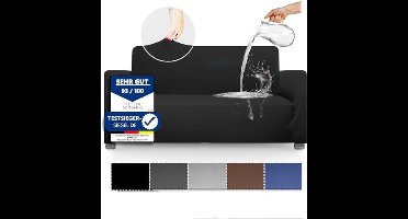 Waterafstotende bankovertrek, antislip, beschermt tegen vlekken en dierenharen, flexibele bankbescherming, bankovertrek, bankovertrek, bankovertrek, bankovertrek, zwart, 2-zits