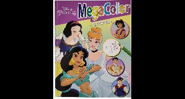 Disney Princess - Megacolor - kleurboek met +/- 125 kleurplaten en 1 stickervel met +/- 25 stickers - prinsessen - Paars