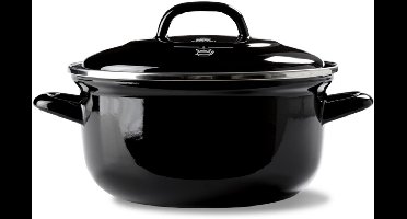 BK Indigo Braadpan 20 cm - 2,5L - Zonder PFAS-vrije antikleeflaag - Braadpan inductie - Ovenbestendig tot 230°C - Geëmailleerd gietijzer - Met deksel - Zwart