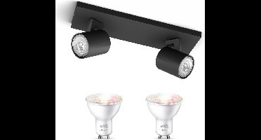 WiZ Runner Opbouwspot (Zwart) - Wit en Gekleurd Licht - Plafondspot met 2 Lichtpunten - GU10 - Te bedienen via WiFi