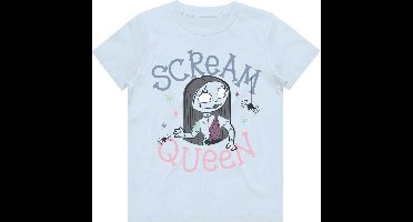 Disney The Nightmare Before Christmas - Scream Queen Kinder T-shirt - Kids tm 8 jaar - Blauw