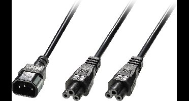 LINDY Stroom Y-kabel [1x Apparaatstekker, male C14 - 2x Apparaatbus C5] 2.50 m Zwart