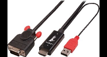 LINDY 41457 HDMI-kabel HDMI / VGA Adapterkabel HDMI-A-stekker, VGA-stekker 15-polig 3.00 m Zwart