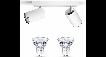 Philips Kosipo Opbouwspot (Wit) - Warmwit Licht - Plafondspot met 2 Lichtpunten - GU10 - SceneSwitch - Eenvoudig Dimbaar met Je Klassieke Schakelaar