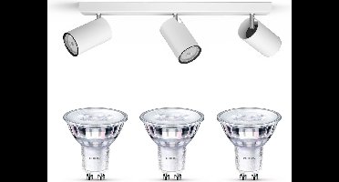 Philips Kosipo Opbouwspot (Wit) - Warmwit Licht - Plafondspot met 3 Lichtpunten - GU10 - SceneSwitch - Eenvoudig Dimbaar met Je Klassieke Schakelaar