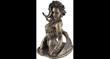 MadDeco - bronskleurig beeldje - zeemeermin - erotisch getint - ontworpen M Moore  - polystone - handgemaakt - 19 cm hoog