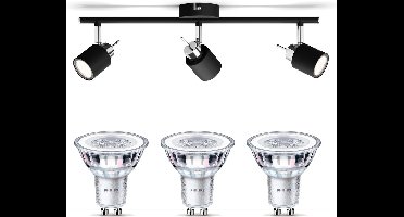 Philips Meranti Opbouwspot (Zwart) - Warmwit Licht - Plafondspot met 3 Lichtpunten - GU10 - SceneSwitch - Eenvoudig Dimbaar met Je Klassieke Schakelaar