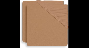 Jollein - Baby Hoeslaken Jersey (Biscuit) - Katoen - 2 Stuks - Hoeslaken Wieg - 40/50x80/90cm