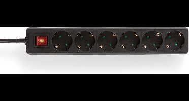 LogiLink LPS202B Stekkerdoos met schakelaar Zwart Randaarde stekker 1 stuk(s)