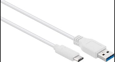 USB-C naar USB-A kabel - USB3.0 - tot 2A / wit - 0,20 meter