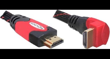 Delock - 1.4 High Speed HDMI kabel - eenzijdig haaks - 3 m - Zwart/Rood