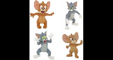 Tom & Jerry - speelset 4 stuks - 7 cm - kunststof