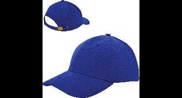 6 Panel Cap van zwaar geborsteld katoen met koperen bucklesluiting - Kobaltblauw