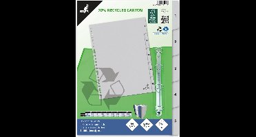 Kangaro tabbladen - A4 - 5-delig met cijfers - ECO karton 180 grams - 23-gaats - K405CM