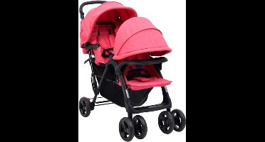 vidaXL - Tweelingkinderwagen - tandem - staal - rood