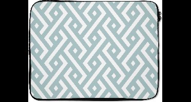 Laptophoes - Laptoptas - Patronen - Laptop - Lijn - Groen - Wit - 17 Inch - Laptop case