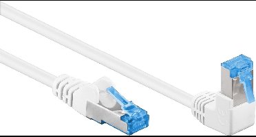 S/FTP CAT6a 10 Gigabit netwerkkabel haaks naar boven / recht / wit - LSZH - 1 meter
