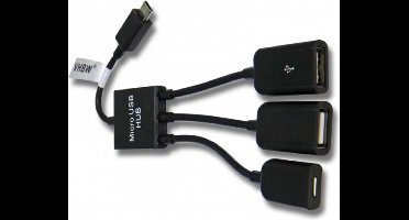 USB Micro B hub met 2 USB-A + 1 USB Micro B poorten - busgevoed - USB2.0 / zwart - 0,15 meter
