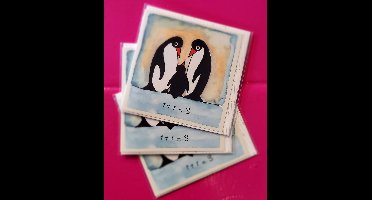 Wenskaart Hans Innemée 1 + 1 = 3 Pinguïns