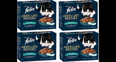 4x Felix - Heerlijke Reepjes Vis Selectie in Saus - Kattenvoer - 12x80g