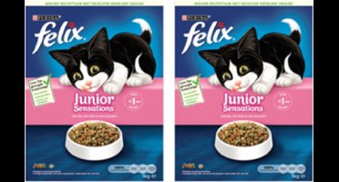 2x Felix Sensations Droog Junior - Kattenvoer - 1kg