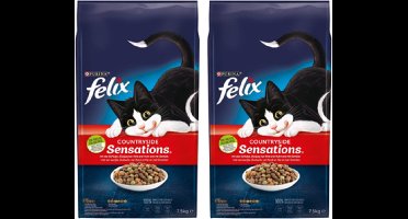 2x Felix Sensations Droog Countryside - Kattenvoer - 7.5kg