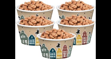 Sinterklaas pepernoot/snoep bakjes - 10x stuks - 250 ml - Met Welkom Sint en Piet print - Karton