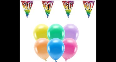 Boland Party - 20e jaar verjaardag feestartikelen - versiering - 100x ballonnen - 2x leeftijd vlaggetjes