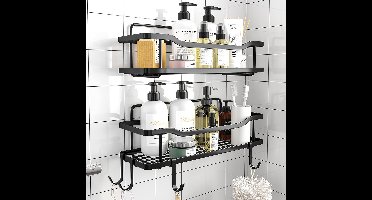 RVS Doucherek - Shower Rack- Badkamerrekken - Badkamerrek Zonder Boren - Zelfklevend Doucherek - Doucherek Zonder Boren - Badkamer Accessoires - 2 Stuks