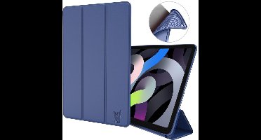 Hoesje geschikt voor iPad Air 2022 / 2020 10.9 - Trifold Smart Book Case Cover Kunstleer Tablet Blauw