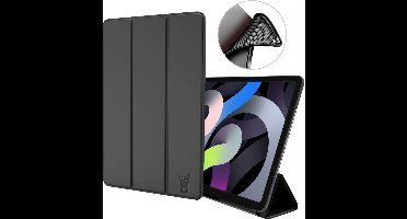 Hoes geschikt voor iPad Air 2022 / 2020 10.9 inch - Trifold Smart Book Case Cover Kunstleer Tablet Hoesje Zwart
