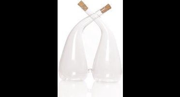 Duofles Glas Met Kurk Glas 12,1xh13cm