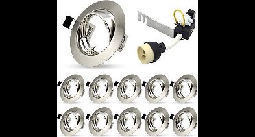 Lot de 10 spots - Raccord GU10 - Encastré rond - Aluminium chromé mat -