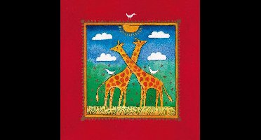 Kunstdruk Linda Edwards - Two little giraffes 40x40cm