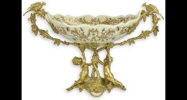 Schaal - Bloemenschaal bronzen engelen - Porselein - 29,5 cm hoog