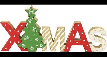 Non-branded Ornament Alfie 30 X 13,5 Cm Hout Blank/groen/rood