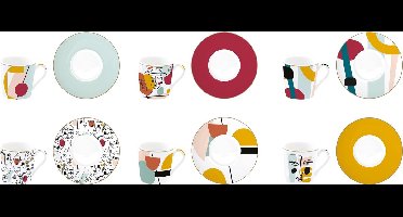 EasyLife Espressokopjes - Modern - Set van 6 - Cadeauverpakking - Porselein - 100ML