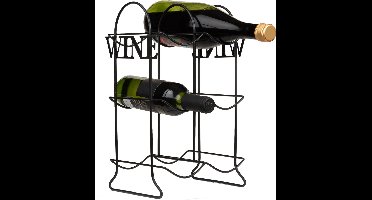 Wijnrek metaal voor 6 flessen - Zwart