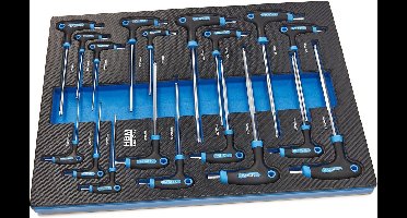 18 Delige T-Grepen INCH Maten Carbon Foam inlay voor Gereedschapswagen