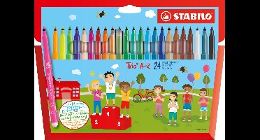 STABILO Trio A-Z - Viltstift - Met Ergonomische Driekantige Gripzone - Etui Met 24 kleuren