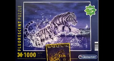 Clementoni Glows in the Dark Puzzel - Witte Tijger - Power of Life - 1000 Stukjes