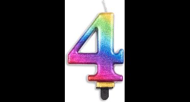 Wefiesta Cijferkaars 4 Metallic Rainbow 5,5 X 7,8 X 1,4 Cm Wax