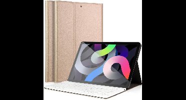 Hoes met Toetsenbord geschikt voor iPad Air 2022 / 2020 10.9 inch - Kunstlederen Book Case Cover Hoesje met Toetsenbord Goud