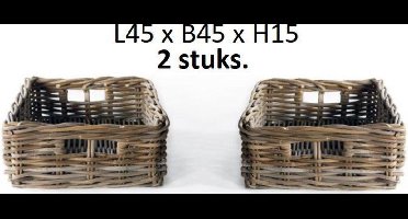 Rotan Lademand Antique Grey L45xB36xH15cm 2 stuks