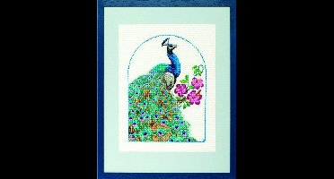 Pako Borduurpakket - telpatroon met codekaart - Pauw - 237.101 - voorgesorteerd garen - Aida - 23 x 32 cm - DIY kit