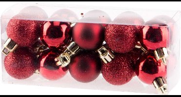 Cosy @ Home Kerstballen - Donkerrood - Kunststof - Ø3cm ( Set van 20 )