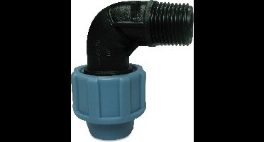 Unidelta Knie 90° PP 50 mm x 1 1/4" knel x binnendraad 16bar zwart/blauw DVGW/KIWA/WRAS