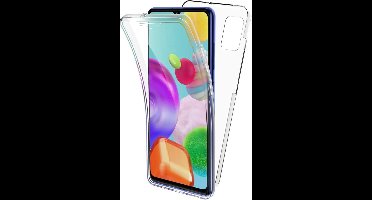 Hoesje geschikt voor Samsung Galaxy A41 - 360 Graden Case 2 in 1 Hoes Transparant + Ingebouwde Siliconen TPU Cover Screenprotector