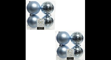 Decoris Kerstballen - 8x st - lichtblauw - D10 cm - kunststof - kerstversiering